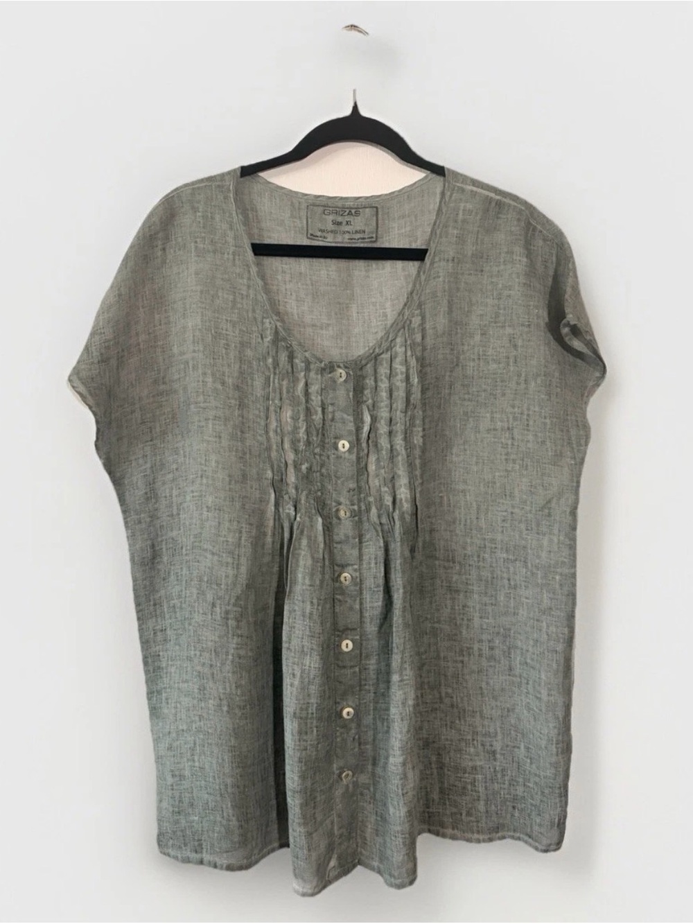 Grizas Washed Linen Green Top XL Like New